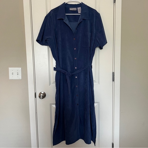 J.A. Studio Dresses & Skirts - Vintage Blue Short Sleeve Button-Up Belted Maxi Dress Size 3X